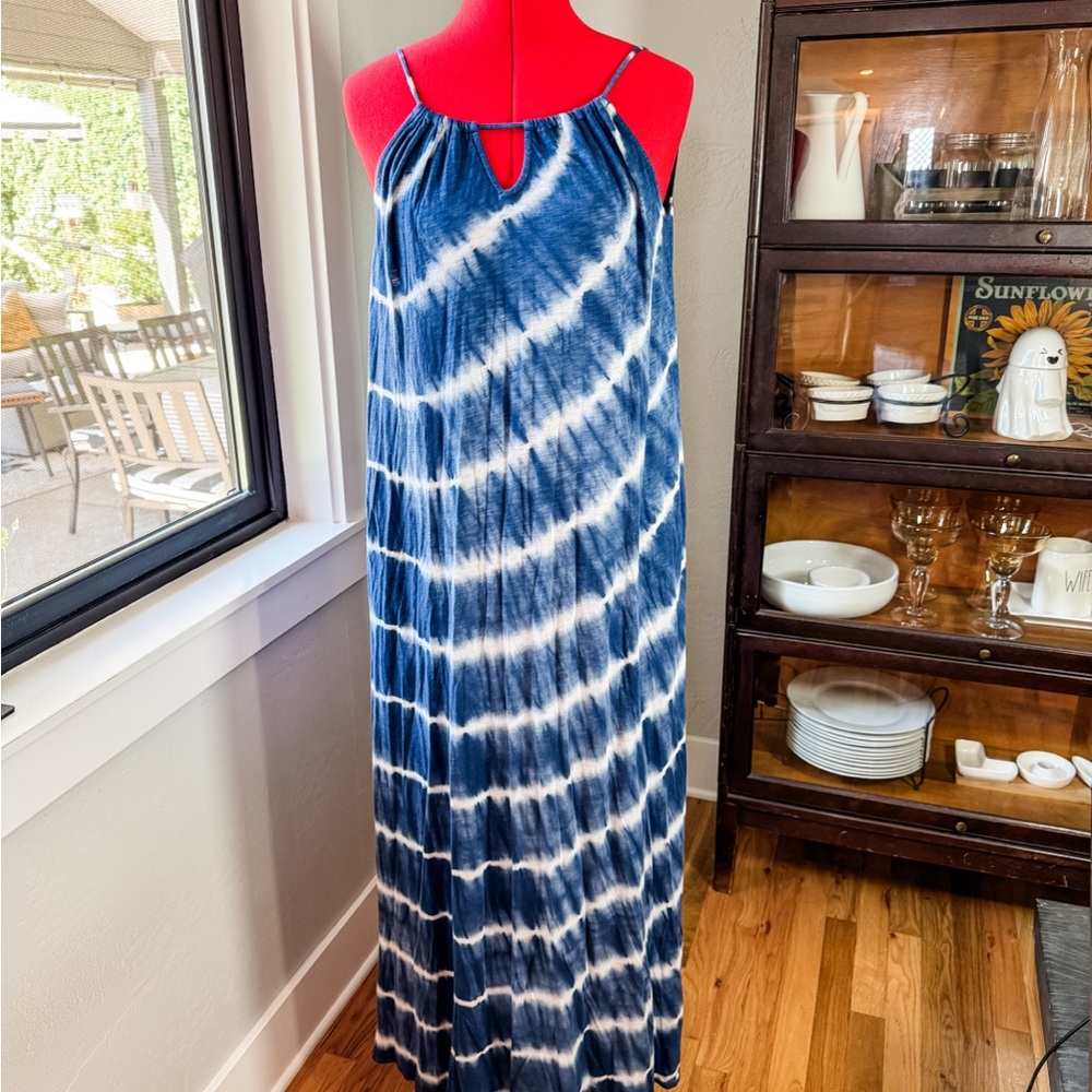 Velvet by Graham & Spencer Blue Tie-Dye Resortwear Maxi Dress Size S